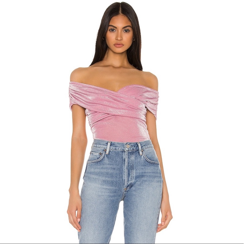 Privacy Please Marnie Bodysuit in Pink Metallic